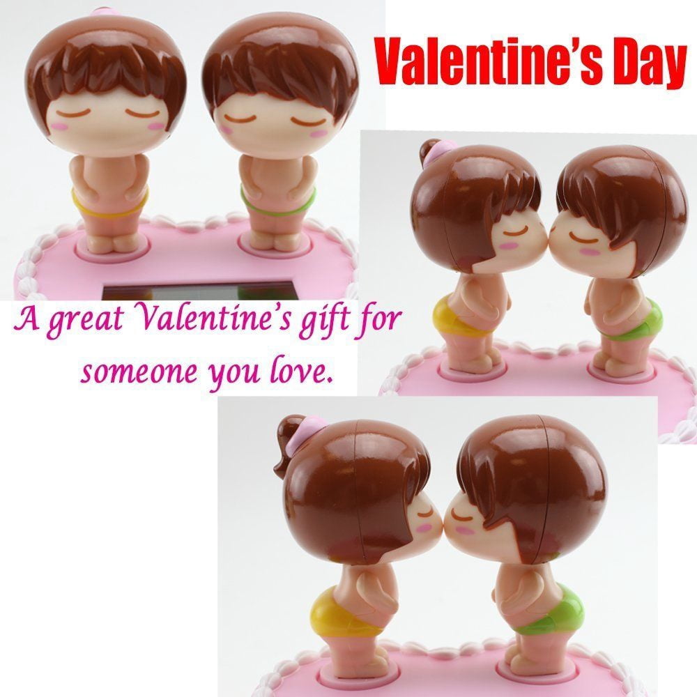 ERROR Lover Gift Wedding Decor. Solar Powered Boy Girl kissing on Pink Cake Perfect Gift EHD