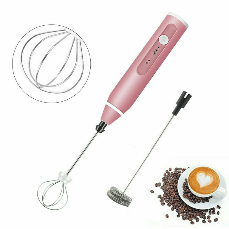 Milk Frother, Handheld coffee Frother 3-Speeds Egg Beater Rechargeable Mini  Coffee Drink Beverage Mixer Whisk Foam Maker Heads Stirrer Wireless Food