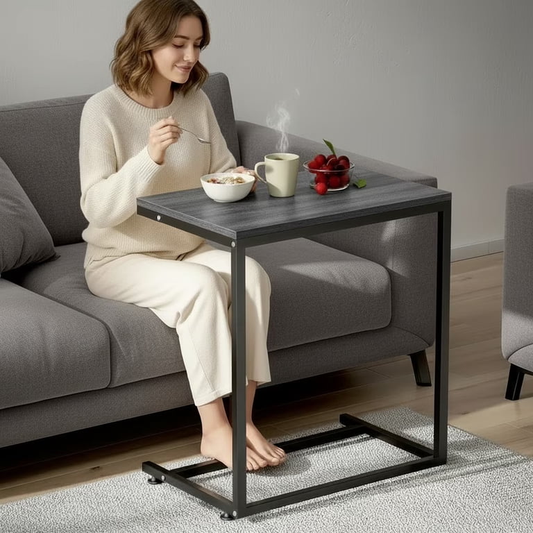 C Shape End Table, Sofa Table TV Tray Table for couch ,Side Table