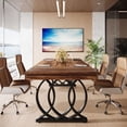 thumbnail image 5 of Tribesigns 5 ft Conference Table for 4 to 6, 63-inch Rectangle Meeting Table Modern Computer Desk with Metal Base, Rustic Brown and Black, 5 of 9