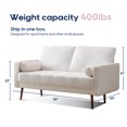 thumbnail image 2 of Vonanda 56" Loveseat Small Couch, Mid-Century 2 Seater Sofa Velvet Boucle Couch with Hand-Stitched Comfort Cushion and Bolster Pillows for Living Room, Loveseat Boucle White, 2 of 8