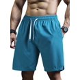 thumbnail image 2 of Men'S Quick Dry Elastic Waist Drawstring Loose Fit Athletic Gym Shorts Lake Blue XXL, 2 of 5