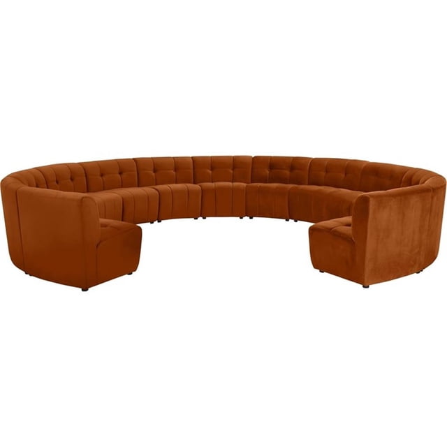 Meridian Furniture Limitless Cognac Velvet Modular 13 Piece Sectional