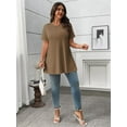 thumbnail image 6 of LANREMON Summer Short Sleeve T Shirts for Women Plus Size Shirts Casual Crew Neck Loose Tunic Tops Oversized Blouses 2XL, 6 of 8