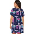 thumbnail image 5 of Ratiio Wine Glasses And Cocktails Print Women's Short-sleeved Nightdress - Casual A-line Sleeveless Sleepwear Dress for Summer, Comfortable and Breathable, 5 of 8