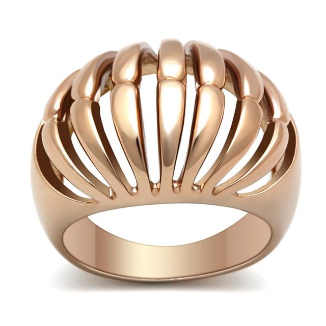 IP Rose Gold Ion Plating Brass Ring with No Stone, Size 7