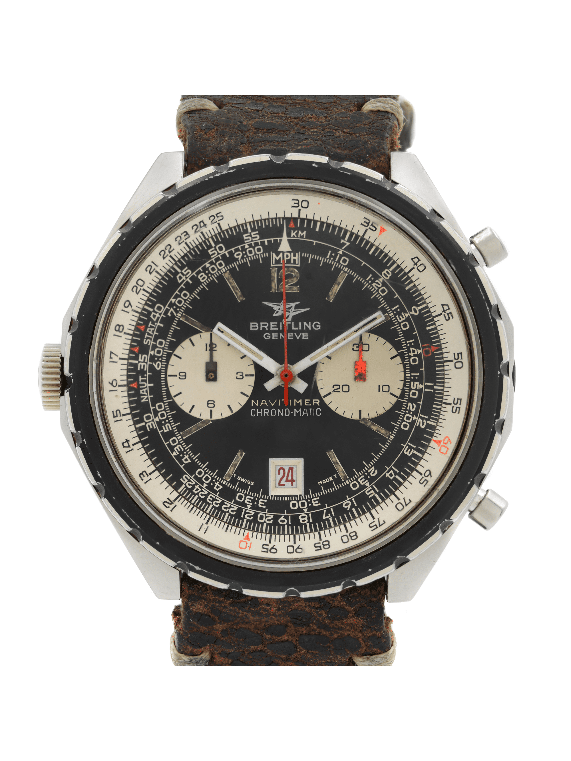 Vintage Breitling Navitimer Chrono Matic Black and White Dial Mens Watch 1806 Walmart