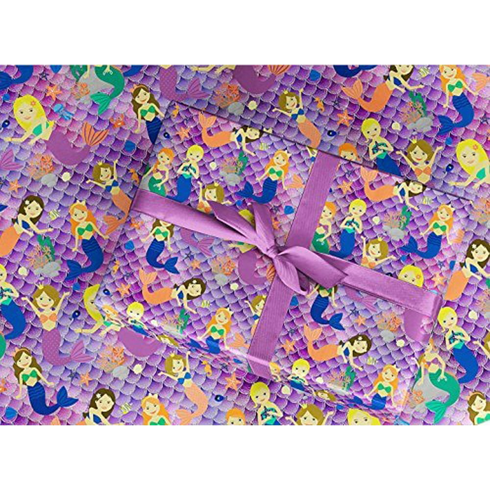 Mermaid Wrapping Paper Vintage Style 30x84" sheet - Walmart
