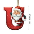 thumbnail image 2 of dajkiuy Christmas Tree Ornaments Christmas Initial with Santa Claus Personalized DIY Christmas 26 Letters Ornaments 3.15 inch Christmas Decoration Xmas Tree Hanging Decor(U), 2 of 6