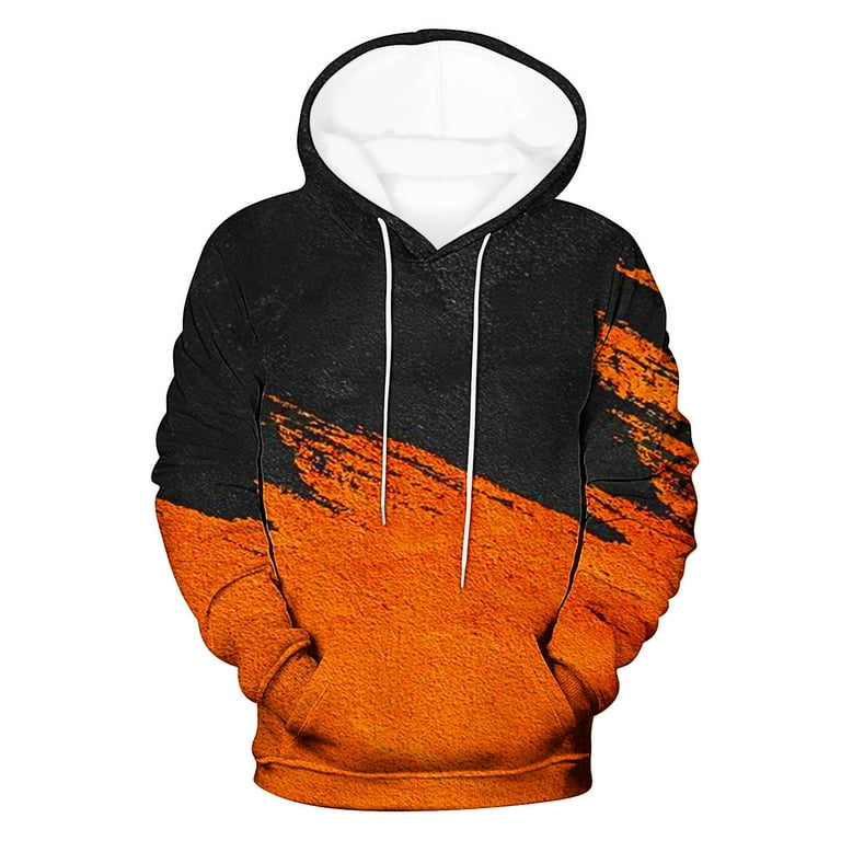 ZCFZJW 3D Color Block Pattern Graphic Hoodie Tops for Men