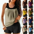 thumbnail image 4 of Fmbrln Womens Two Piece Tankini Swimsuits Loose Modest Bathing Suit Color Block Blouson Tank Tops with Shorts, 4 of 5