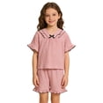 thumbnail image 2 of BOOMNY Girls 2 Peice Pajamas Sets Soft Short Sleeve Sleepwear Tops Shorts Pjs Set for Kids Cozy Loungewear Homewear, 2 of 9