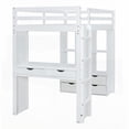 thumbnail image 3 of Twin Size Plywood Loft Bed with Large Shelves, Writing Desk and LED Light, White for Bedroom, 3 of 20