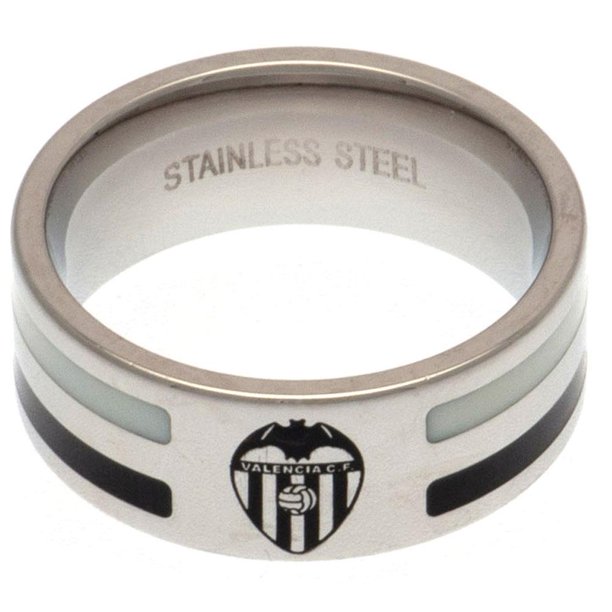 Valencia CF - Anillo con bandas de colores (Plata/Negro/Blanco)