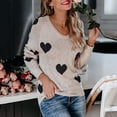 thumbnail image 4 of Aoochasliy Womens Sweaters Pullover Clothes Oversized V Neck Love Printing Casual Loose Knit Tops, 4 of 6