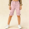 thumbnail image 4 of Plebaso Kids Summer Shorts Knee Length Shorts Boys Girls Zipper Button Casual Short Pants with Pockets, 4 of 6
