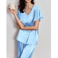 thumbnail image 4 of Ekouaer Pajamas Short Sleeve Lounge Sets 2 Pieces Pj Long Sets, 4 of 5