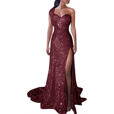 YOLAI Women Sequin Prom Party Ball Gown Gold Evening Bridesmaid V Neck ...