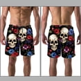 thumbnail image 3 of luoweisi Men's Beach Shorts Quick Dry Swim Trunks with Mesh Lining Couple Skulls S, 3 of 5