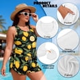 thumbnail image 6 of Xoenoiee Lemon Leaves Print Women's Tankini Swimsuits Tummy Control Swimwear Two Piece Bathing Suits Swim Top with High Waisted Bottom, S, 6 of 7
