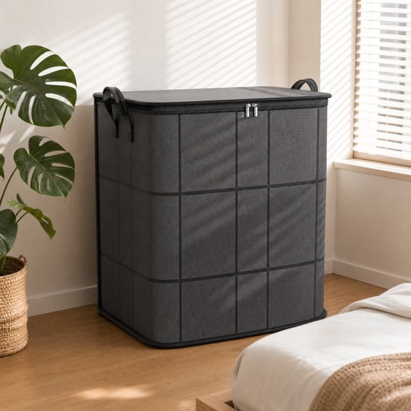Spacious Moving Storage Bin Large Zippered Storage Bag, Heavy Duty Organizer for Quilts Bedding Clothes, Reinforced Handles Storage Bag for Closet and Under Bed Storage