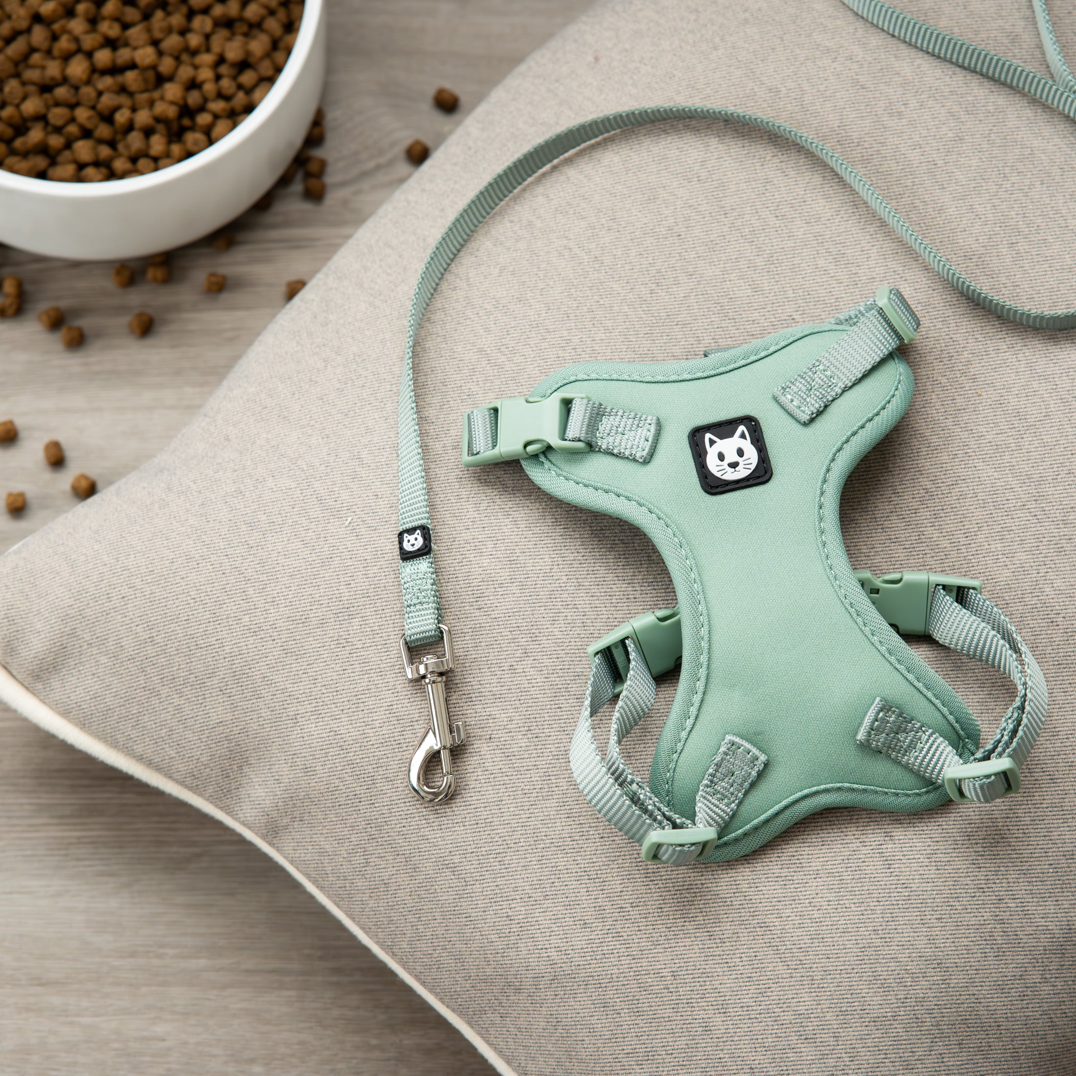 Vibrant Life Mesh Cat Harness & Leash Set, Sage, One Size Fits Most