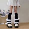 thumbnail image 5 of Milue Women Knitted Leg Warmers Student Girls Harajuku Leg Cover Middle Tube Socks, 5 of 14
