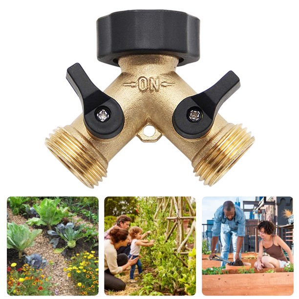Divisor de manguera de jardín de 2 vías, conector de manguera en forma de Y de latón, divisor de grifo, interruptor ABS Likrtyny Libre de BPA