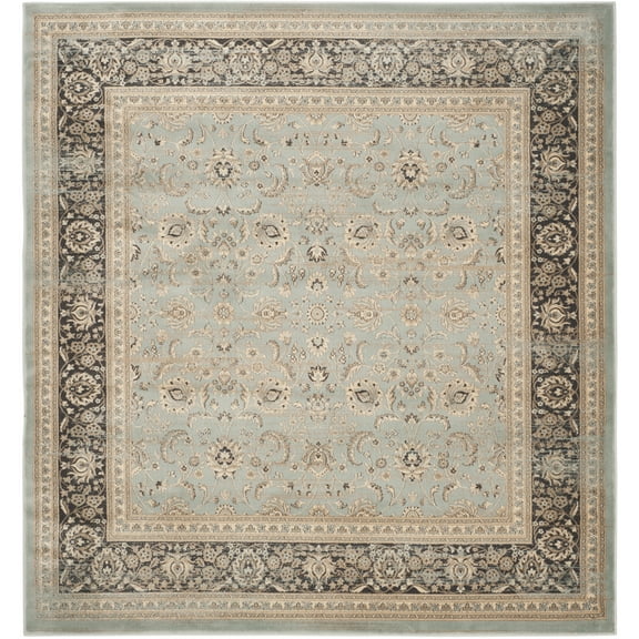 SAFAVIEH Vintage Roseann Bordered Area Rug, Light Blue/Black, 6'7" x 6'7" Square