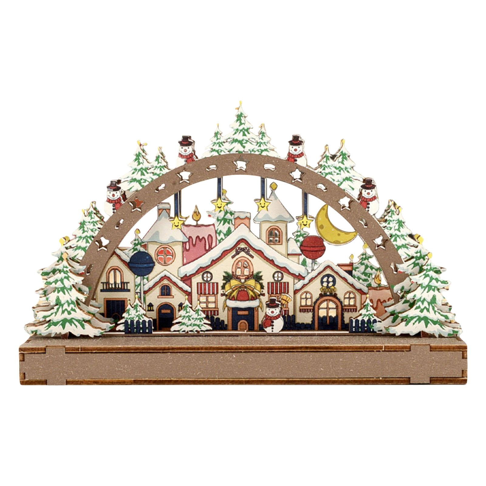 Wooden Handmade DIY Village,Festive Accessory,Indoor Tabletop Vacation