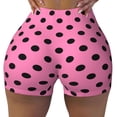 thumbnail image 2 of Haiem Rose red polka dots No Front Seam Biker Shorts for Women Yoga Workout Gym Bike Shorts with Tummy Control Moisture-Wicking-, 2 of 8