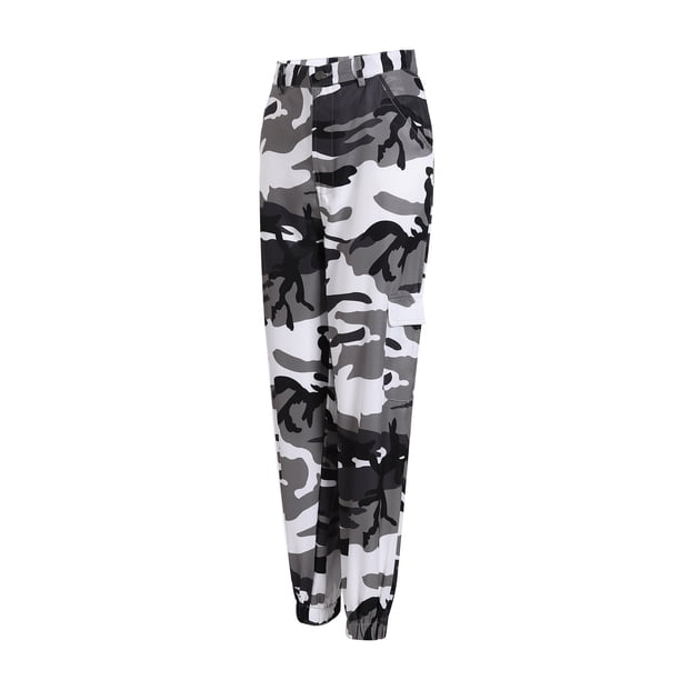 Pantalones casuales de mezclilla de trabajo con camuflaje, pantalones estilo harén para mujer, cómodos y elegantes