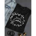 thumbnail image 3 of Cute White Dolphin Doodle Sketch T-Shirt Women -Image by Shutterstock, Female x-Large, 3 of 4