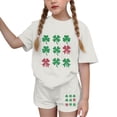 thumbnail image 3 of LckLvx Girls Boys St Patricks Outfit Cute Shamrock Graphic Short Sleeve T-Shirt and Shorts Kids Casual 2 Piece Outfit, 3 of 7