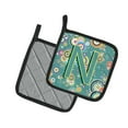 thumbnail image 2 of Carolines Treasures CJ2015-NPTHD Letter N Circle Circle Teal Initial Alphabet Pair of Pot Holders, 7.5HX7.5W, multicolor, 2 of 2