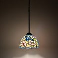 thumbnail image 2 of Tiffany Hanging Lamp Stained Glass Hummingbird Flowers LED Bulb for Dining Room Island Kitchen 60"H*8"W*8"D, 2 of 4