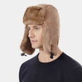 thumbnail image 6 of Windproof Fuzzy Trooper Hat Womens Mens Winter Warm Fleece Lined Knit Trapper Cap with Earflaps Hunting Ski Khaki, 6 of 7