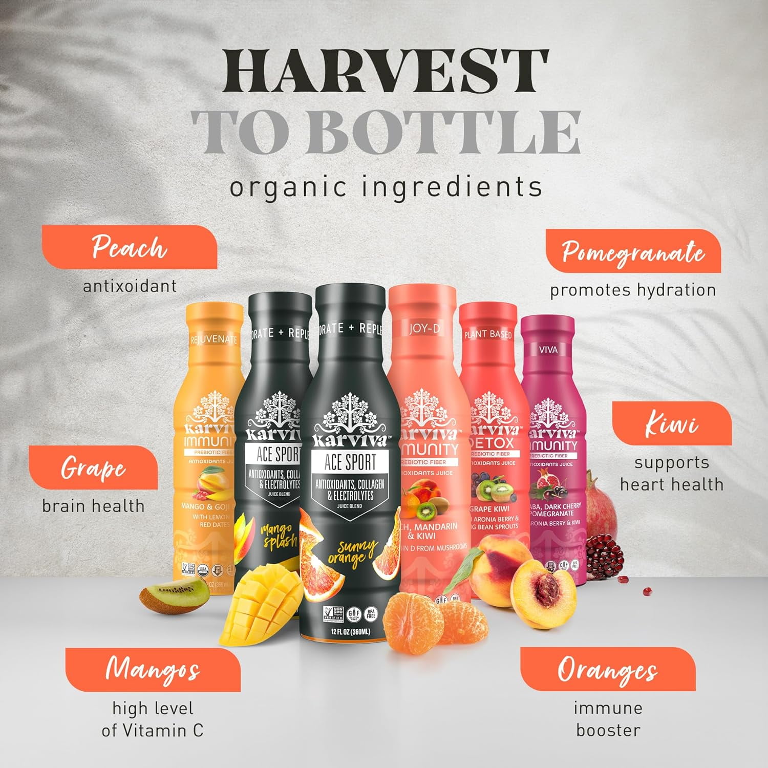 Karviva Organic Detox Juice Cleanse & Immunity Booster Variety Pack, 6 Bottles, 12 fl oz Each, Detox Wellness Drinks