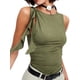 thumbnail image 1 of Txlixc Chaleco plisado femenino txlixc, blusa sólida de cuello redondo sin mangas anudada Txlixc moda, 1 of 5