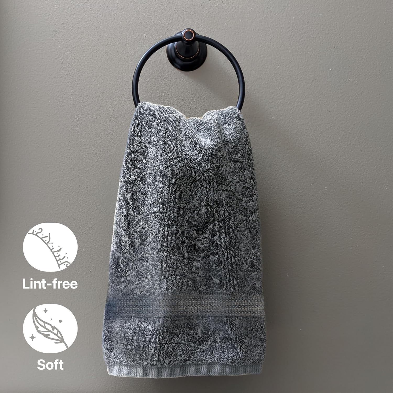 Luxurious 6 Piece Towel Set for Bathroom, 100% Cotton, Turkish Towels 2 Washclothes,2 Hand Towels, 2 Bathtowels 6-Pack, Bathroom Shower Towels, Dark Gray