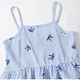 thumbnail image 6 of LIIPEE Girls Outfit Sets Casual Summer Striped Bowknot Printed Adjustable Spaghetti Strap Ruffle Hem Dress Wide Leg Pants 2 Piece Set Kids Comfortable Breathable Cute Clothing,Blue,10-11 Years, 6 of 8