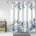 thumbnail image 2 of Blue Christmas Poinsettia Shower Curtain, Winter Eucalyptus Leaves Shower Curtains Set with Hooks, Waterproof Fabric Bathroom Curtains Decor Home Accessories,Stall 36 X 72 Inch, 2 of 7