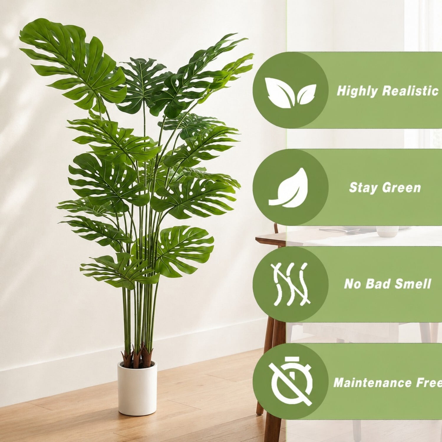 Easy4Home 4FT Artificial Plant Fake Tropical Potted Tree Indoor Faux Floor Plant for Home Office Decor, White Pot