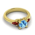 thumbnail image 3 of 2.50 Carat Unique Round Shape Blue Topaz & Garnet Gemstone Three Stone Ring for Wedding 14K Yellow Gold Size 9.5 by Diamond-Capitals, 3 of 8