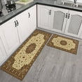 thumbnail image 3 of Kitchen Rugs and Mats Non Skid Washable Dark Brown Patterned Bohemia Kitchen Mat and Rug Set,Floor Cushion Waterproof Rug,Rubber Backed Area Rugs for Kitchen Laundry, 3 of 7