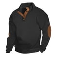 thumbnail image 2 of Mens Henley Sweater Corduroy Sweatshirt Casual Elbow Patches Neck Button Pullover XL, 2 of 6