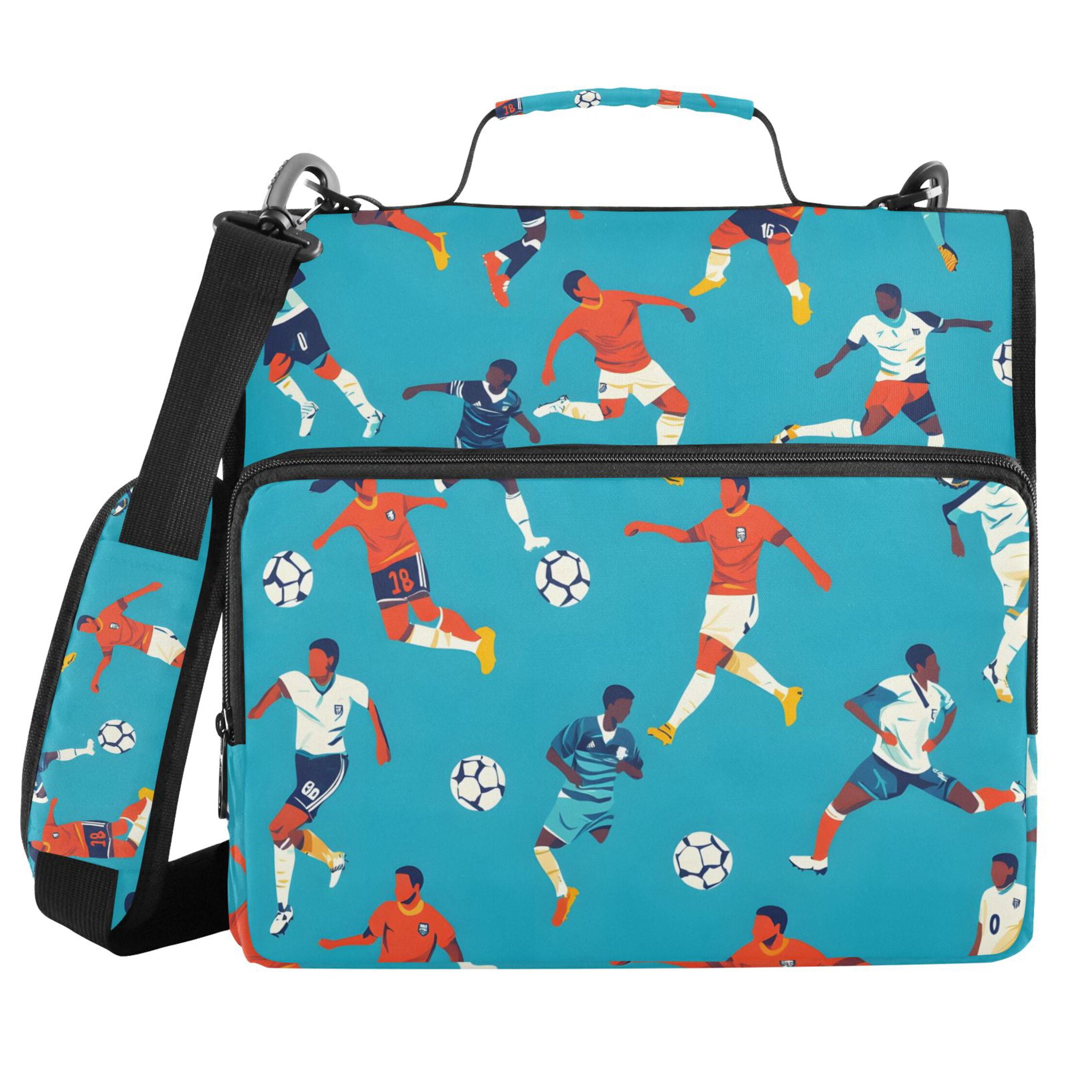 ALAZA Zipper Binder Play Soccer Football 3 Ring Trapper Keeper File Folder Organizer Bag