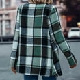 thumbnail image 6 of WXLWZYWL Women's Plaid Cardigan Open Front Waterfall Long Sleeve Collar Jacket Cardigan Winter Coat Asymmetrical Hem Belted Coat Outerwear, 6 of 6