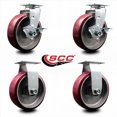 thumbnail image 2 of 6 Inch Poly on Aluminum Caster Set with Ball Bearings 2 Brakes 2 Rigid SCC, 2 of 2