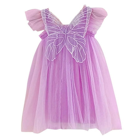 

WuLIQna Girl s Summer Dresses Cotton Ruffle Sleeve Tiered Swing A-Line Cute Casual Toddler Girl Summer Fly Sleeve Linen Cotton Solid Print Dress Ruffle Cute Girls Princess Backless Dress